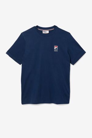 FILA Kildare Tee Shirts Navy / White / Red,Mens Clothing | CA.ZADLNQ389